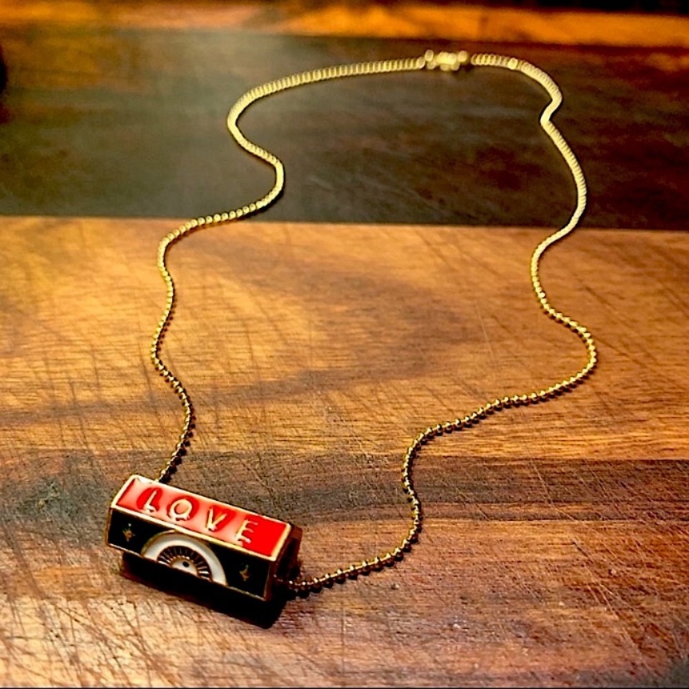 Love Charm Necklace in Red White and Green 18k Ball Chain